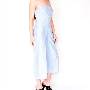 Light Blue Spotted Wide-Leg Jumpsuit